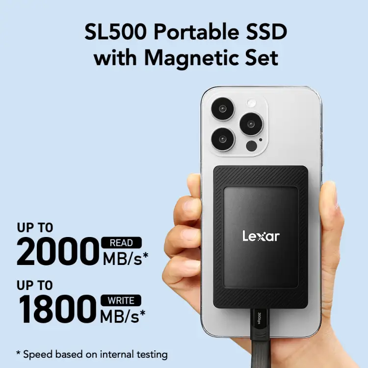 Disco Sólido Externo SSD Lexar SL500 2TB + Kit Magnético • ¡Velocidad 2000 MB/s! • Ideal iPhone / Mac / PC •'s photo #1